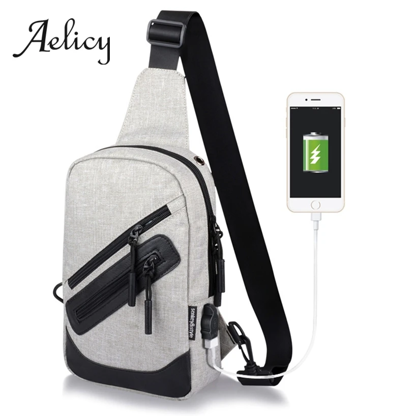 Aelicy, нагрудная сумка, мужская, деловая, для путешествий, Спортивная, диагональная, через плечо, с Usb зарядкой, водонепроницаемая, повседневная, нагрудная сумка для мужчин