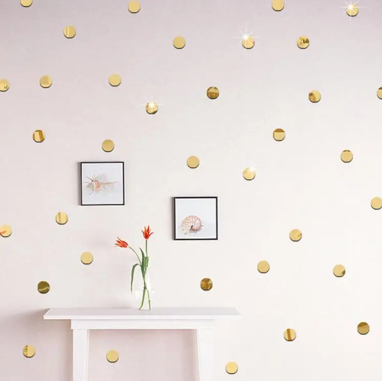 Серебряный Золотой 100 шт./УП. Наклейки акриловые настенные DIY Детские зеркальные