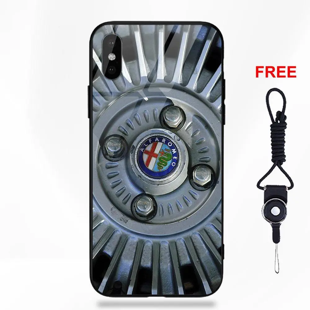 Vvcqod Мягкий ТПУ оправа закаленное стекло Модный чехол Alfa Romeo Логотип для Apple IPhone X XS Max XR 5 5C 5S SE 6 6 S 7 8 Plus