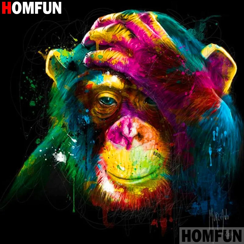 HOMFUN 5D алмазная вышивка животное-орангутан сделай сам крестиком стразы украшение