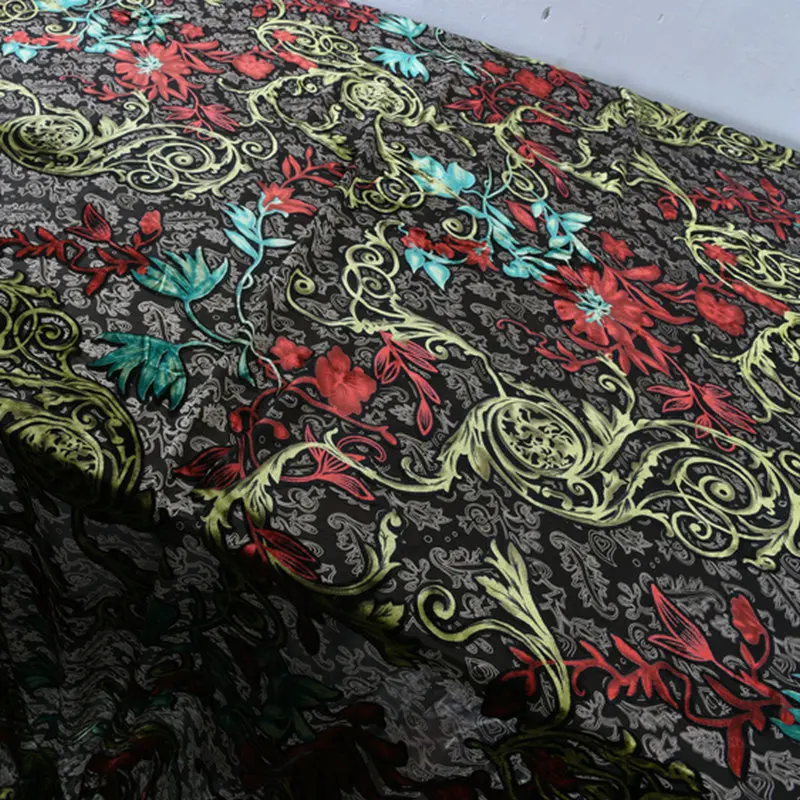 Шелковая бархатная ткань с принтом для Шелкового велюрового платья|Ткань| |