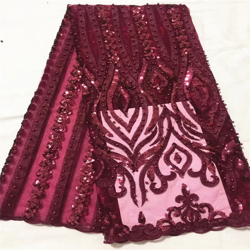 High Quality Nigerian Lace Fabrics 2019 African French Net Fabric Tulle Mesh With Beaded For Party BK003 | Дом и сад