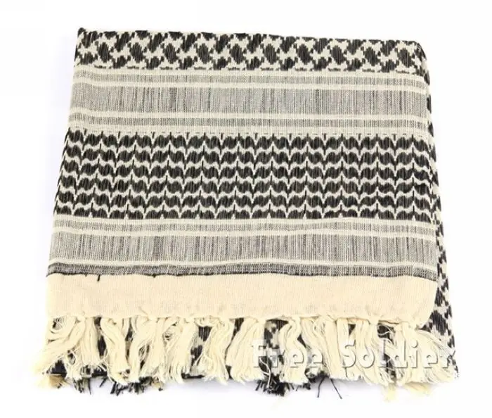 Beige Black Армейский Военный Тактический арабский шемаг KeffIyeh хлопок шаль шарфы Кемпинг Пейнтбол головной шарф лицевая сетка пустыня банданы-повязки - Цвет: Beige Black