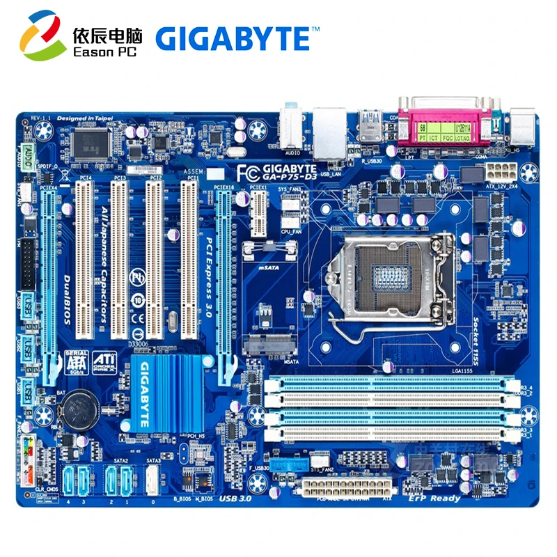 Настольная Материнская плата GIGABYTE GA P75 D3 LGA1155 i3 i5 i7 DDR3 ATX|Материнские платы| |