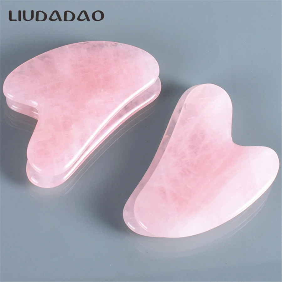 Натуральный кристалл палочки для лица Лифт Гладкий массажер Роза кварц Guasha Jade