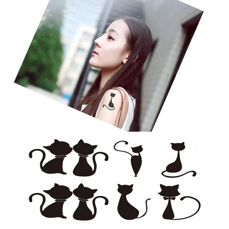 AddFavor 5PCS Love Black Cat Women Waterproof Temporary Tattoo Designs Bady Art Sticker Accessories Fake Makeup Paste Paper Tips | Красота и