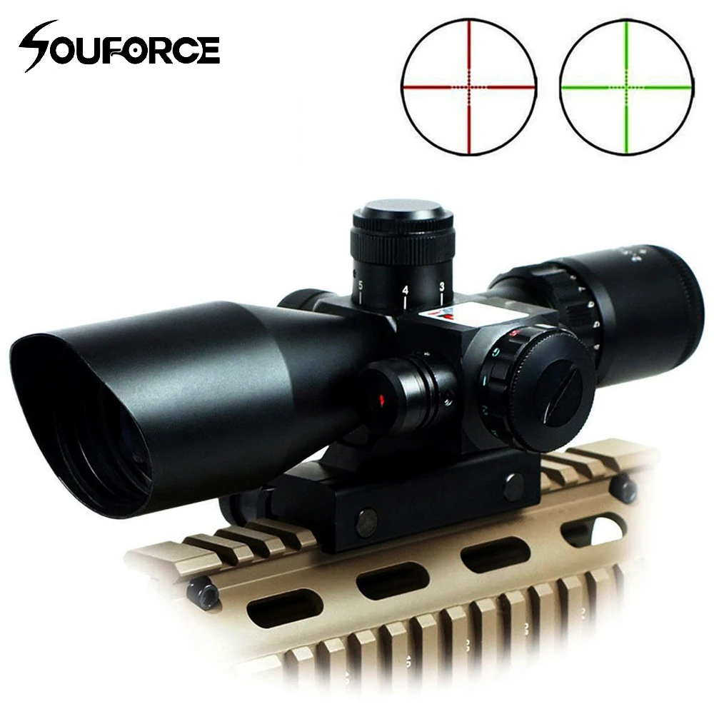 

Tactical 2.5-10x40 with 20mm Rail Mount For Rifle Red Green Dot Optic Scope Laser Sight Combo Optical Sight Hunting