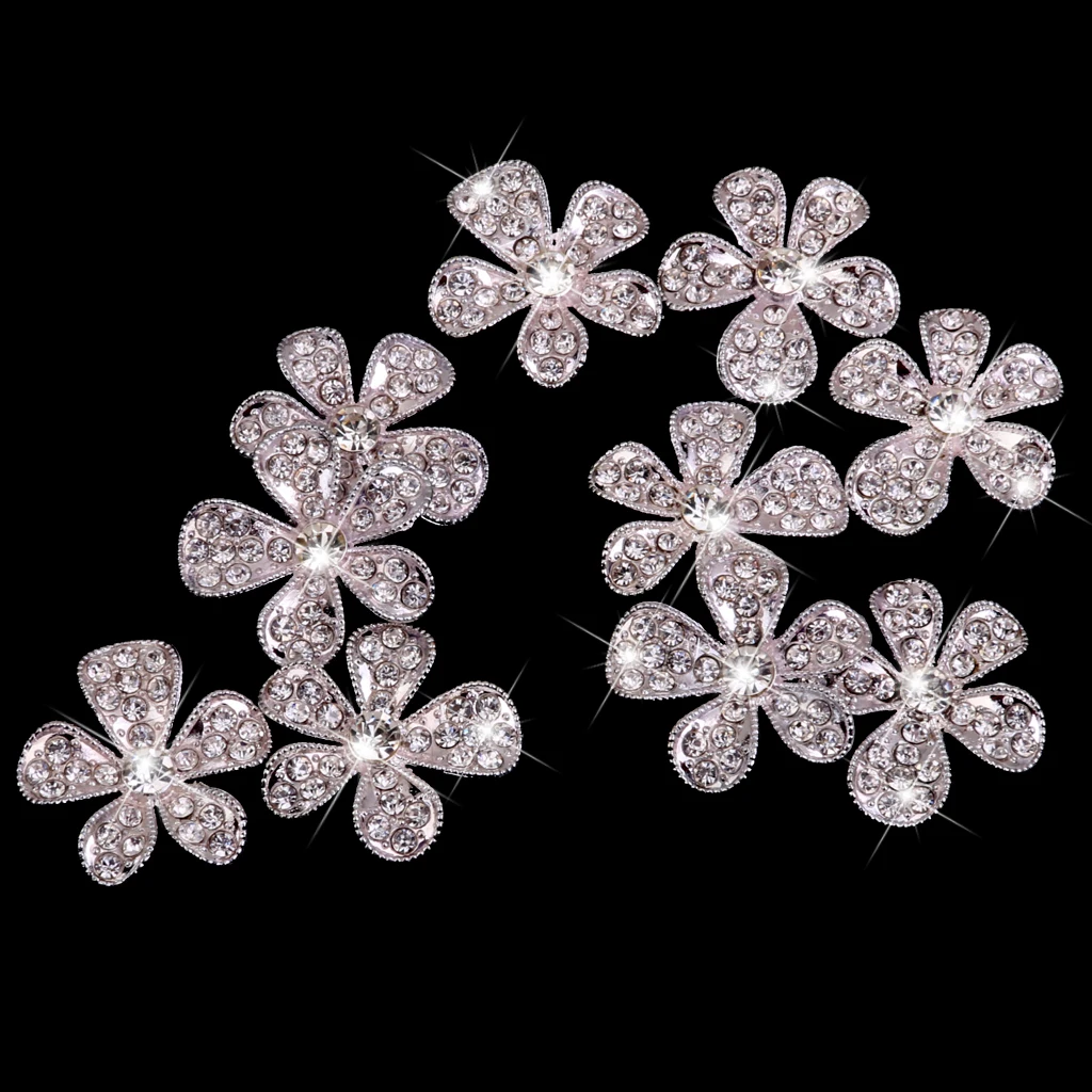 New Hot Sale Phenovo Crystal Flower Rhinestone Buttons DIY Craft Embellishment Silver for Garment Bags HeadbanSewing Supplies | Дом и сад