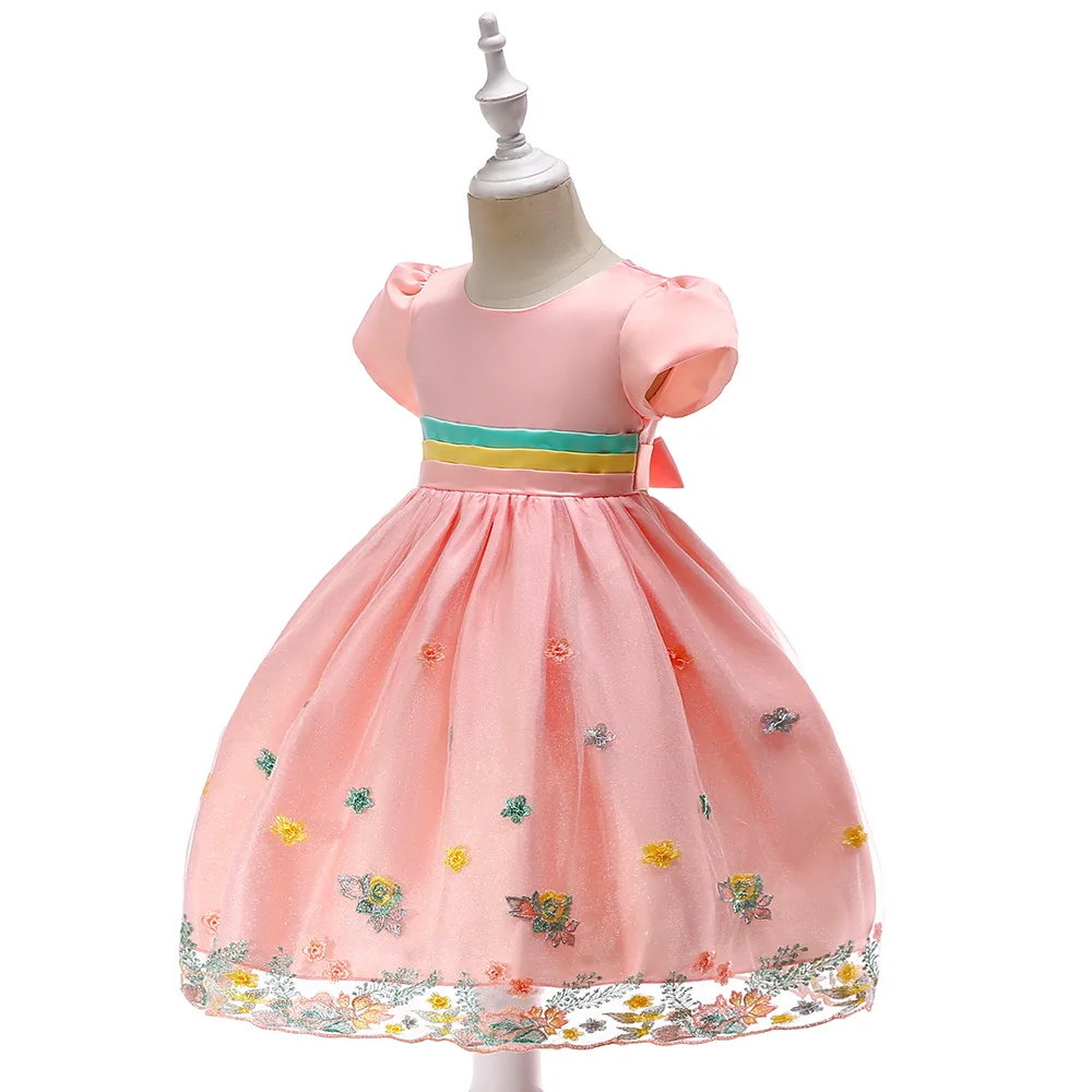 Летнее платье-пачка принцессы с цветочной вышивкой для дня рождения детские