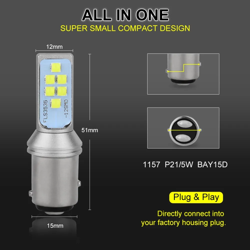 2 шт. 1157 BAY15D P21/5 W светодиодный лампочка 12 3535SMD Автомобильная сигнальная лампа стоп-сигнал задний светильник Автомобильная лампочка 12V 6000K белый желтый красный