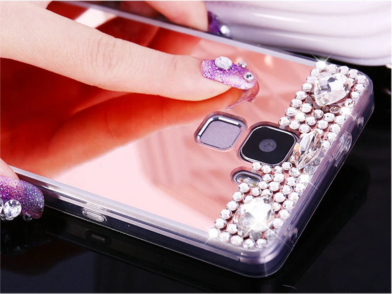 Для Huawei Honor 9 Алмазный блестящий чехол с зеркалом для 8 7 6X V8 5C Lite Bling Stone чехлы Корпус