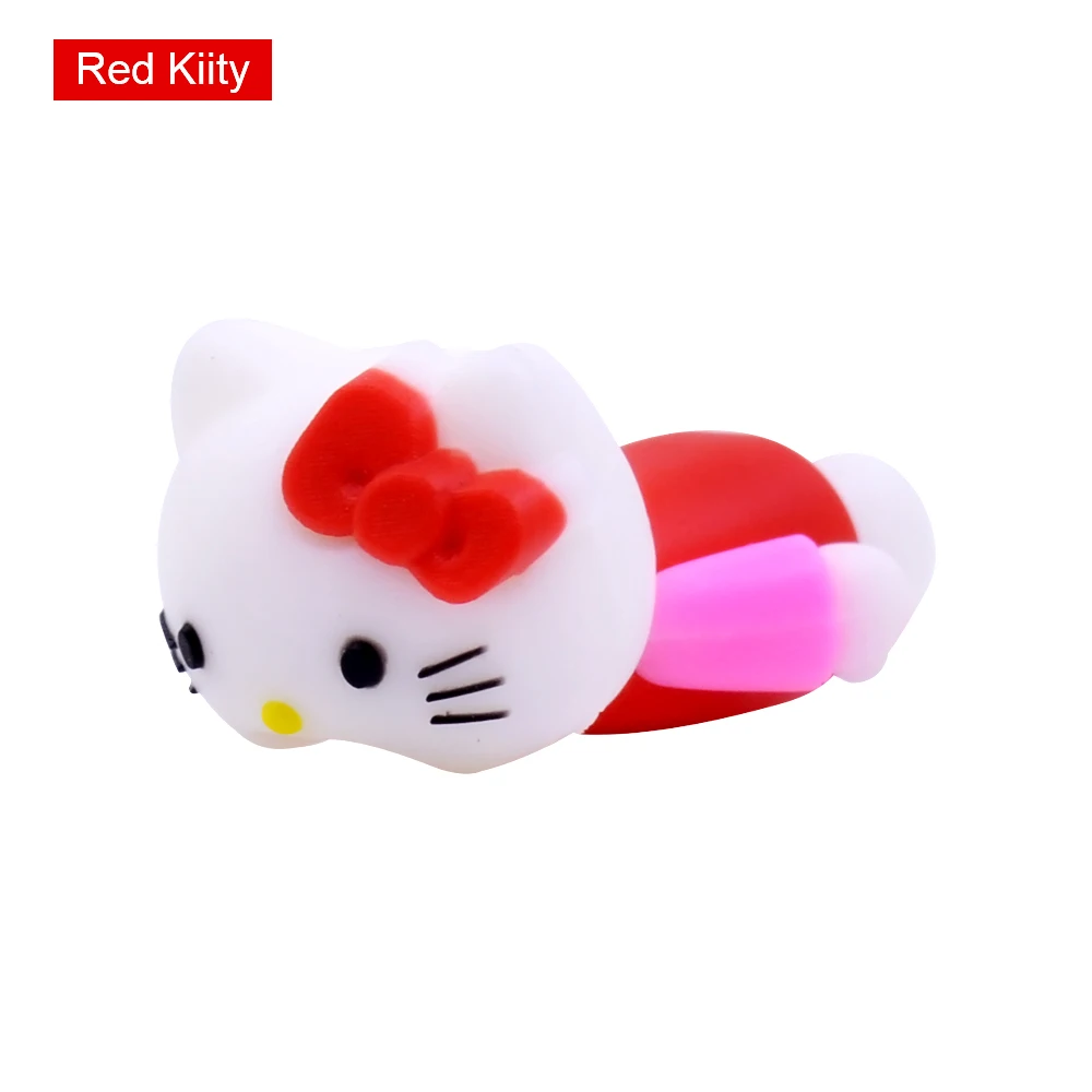 Red Kiity CHIPAL укус животных кабель протектор намотки для iPhone USB кабель организатор чомперы мультфильм укусов Санта Клаус маленький Рождественский подарок - Цвет: Red Kiity