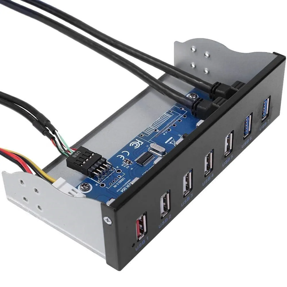 5 25 &quotCD ROM Drive Bay Передняя панель 7 портов s Hub 4 Port USB 2 0 3 1 Быстрая зарядка для