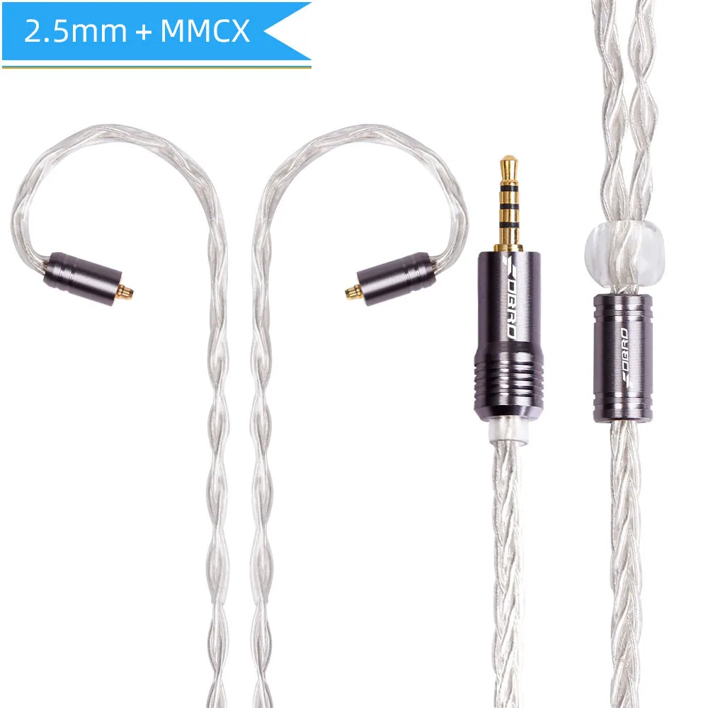 Silver 2.5mm MMCX FDBRO 2,5/3,5/4,4 мм балансный кабель IE80 MMCX 2Pin A2DC IM 8 ядерный мини посеребренные компакт-дисков кабель для SE315 SE425 SE535 SE846 UE900 H3 - Цвет: Silver 2.5mm MMCX