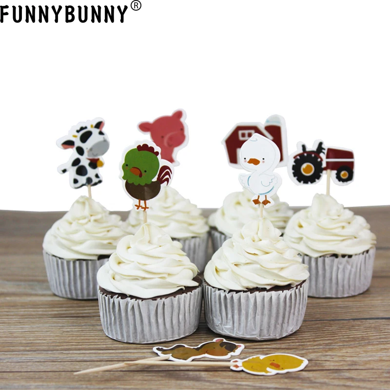 FUNNYBUNNY ферма зоопарк животное торт кекс закуска украшения Toppers выбирает 24