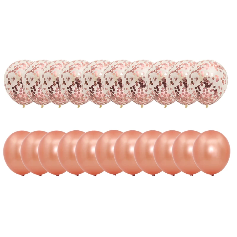 20pcs/set Rose Gold Balloon Confetti Set Birthday Party Balloon Anniversary Wedding Balloon Decoration Gift for Wedding Guests