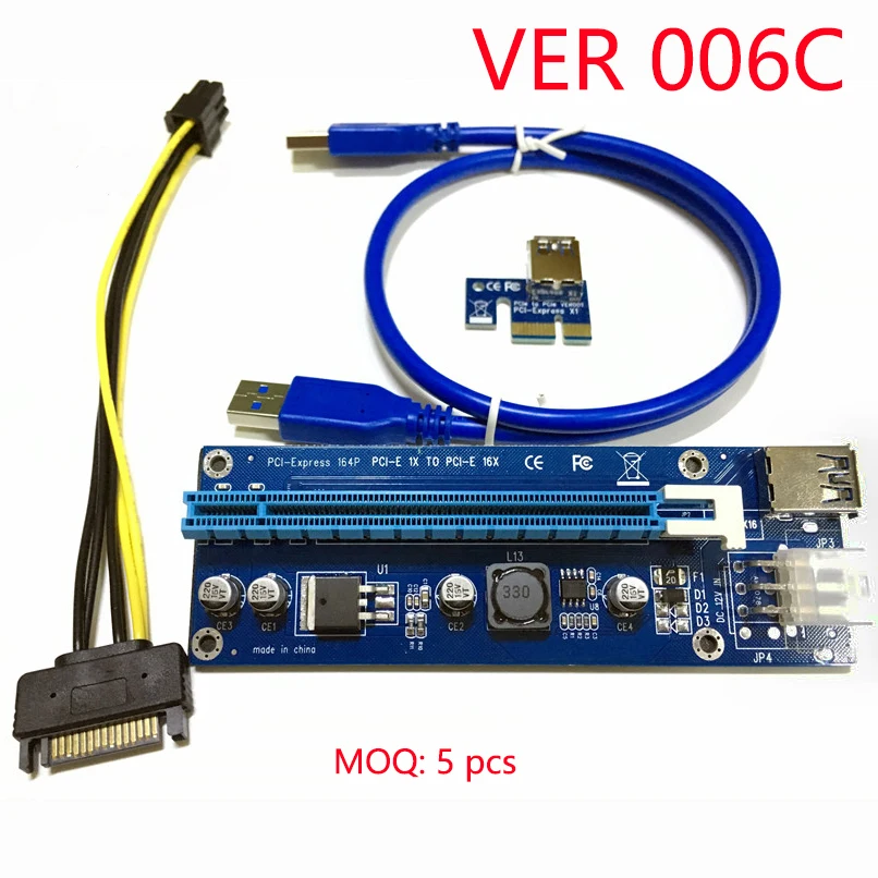006c PC PCIe pci-e PCI Express Riser Card 1x к 16x USB 3.0 SATA 6pin IDE Molex Питание для BTC Шахтер машина wk02 |