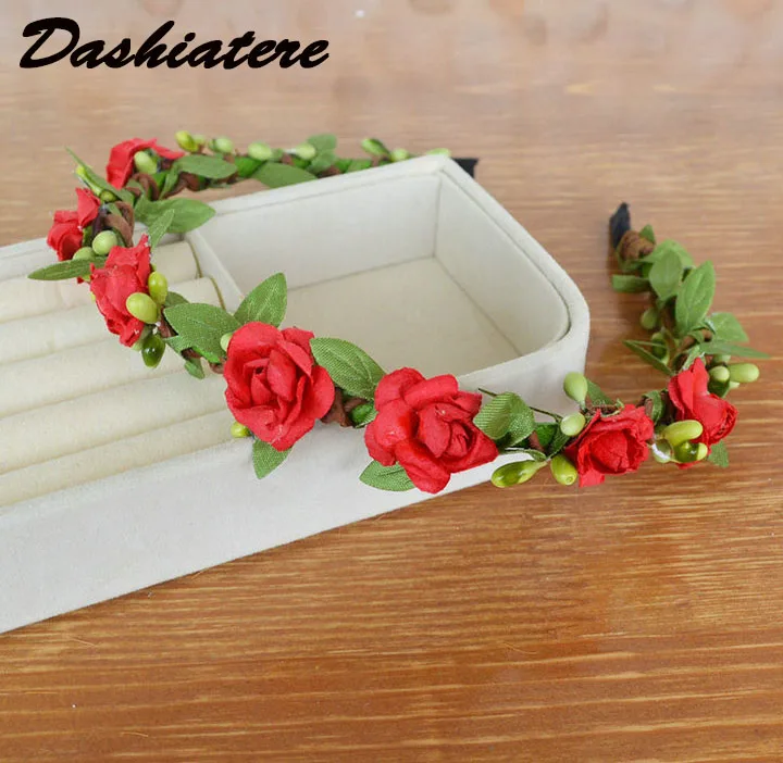 Ободок для волос детский с зелеными листьями повязка на голову рисунком Алисы