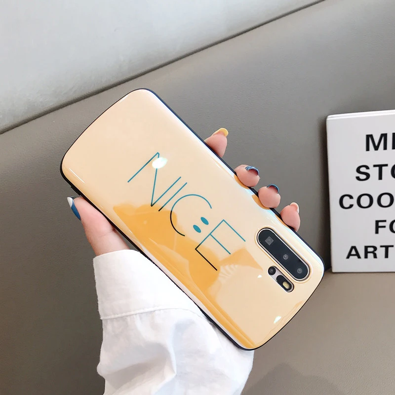 Чехол-светильник синего цвета для huawei P30 P20 mate 20 Pro, милый дугообразный мягкий чехол со смайликом для Honor 8X10 V20 Nova 3 3i 4