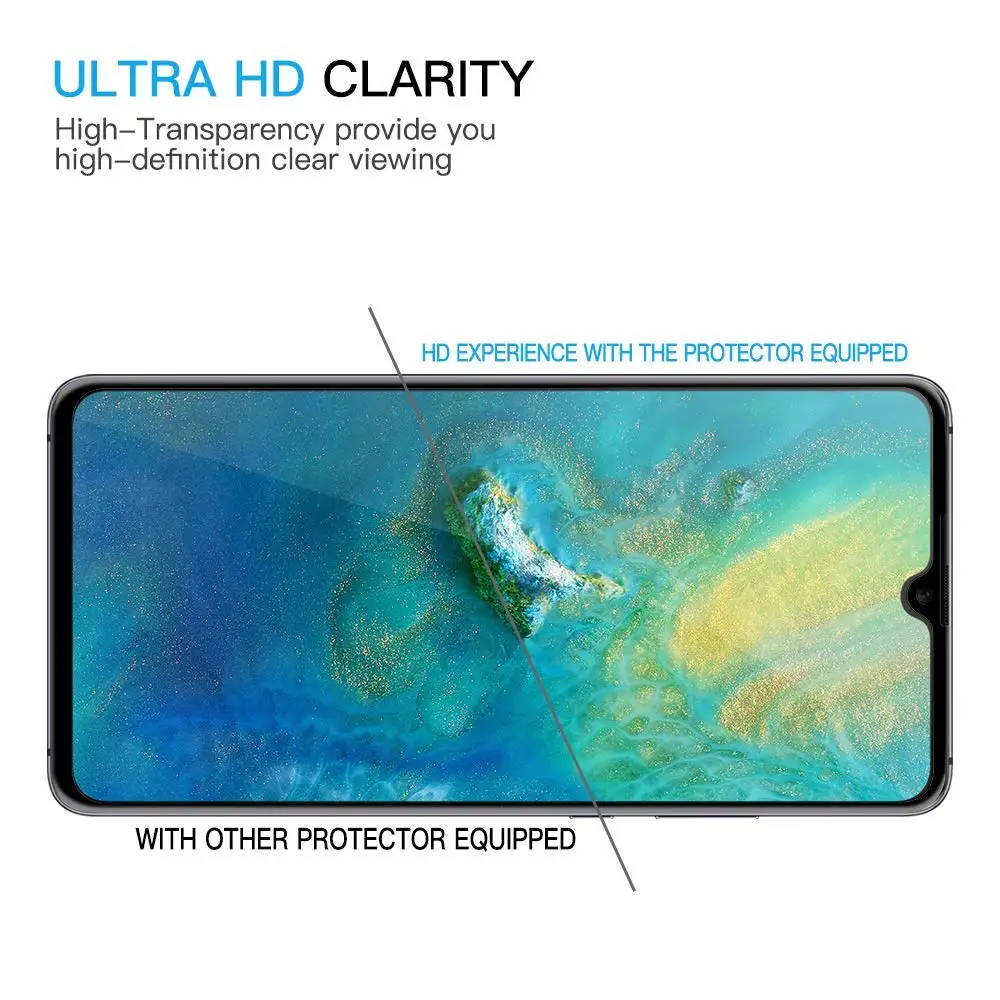 Закаленное стекло для Huawei Mate 20 Lite Pro глянцевое 5D изогнутое углеродное волокно