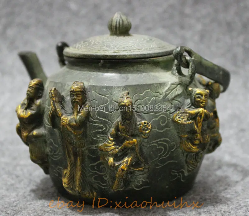 Старинная китайская бронза медная позолота собирает 8 бессмертный Бог