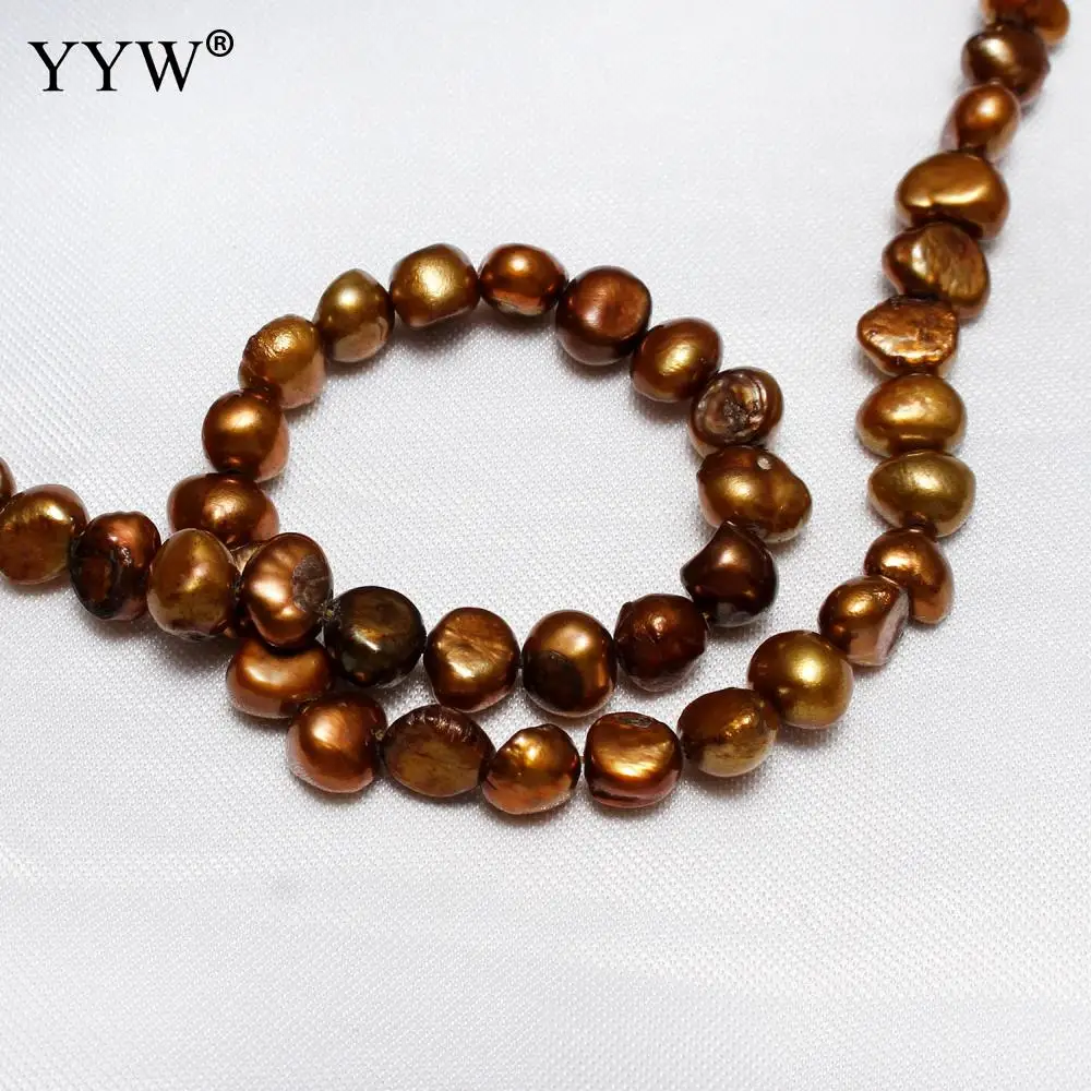 YYW пресноводного жемчуга в стиле барокко бисер кофейного цвета 6-7 мм
