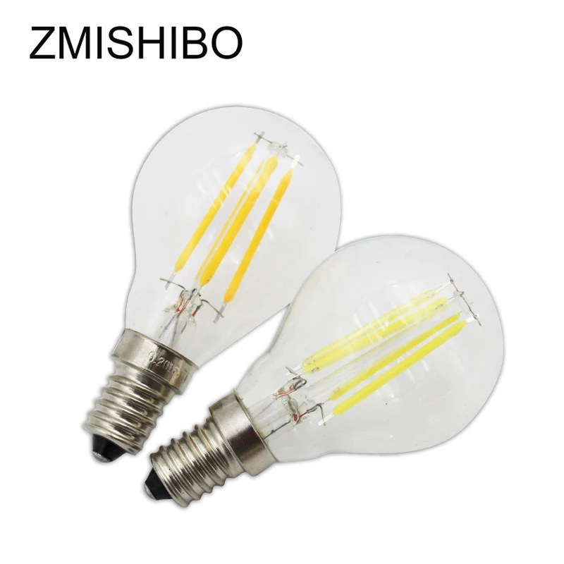 Светодиодная лампа накаливания ZMISHIBO G45 E14 220 В 2 Вт 4 диаммируемое прозрачное