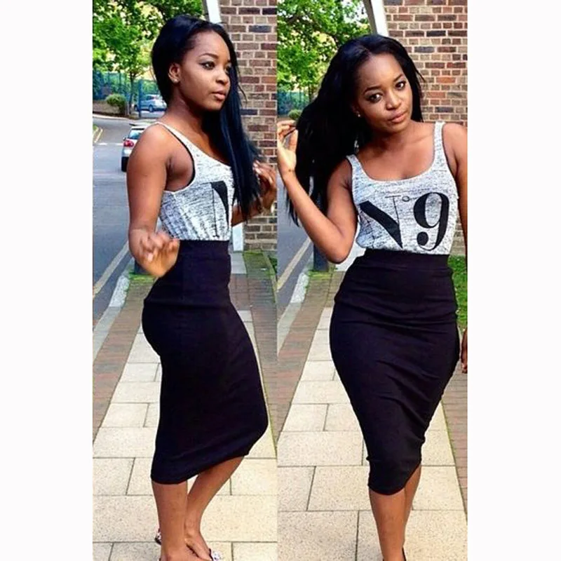 Женский комплект из 2 предметов: топ на бретельках с юбкой сексуальное облегающее