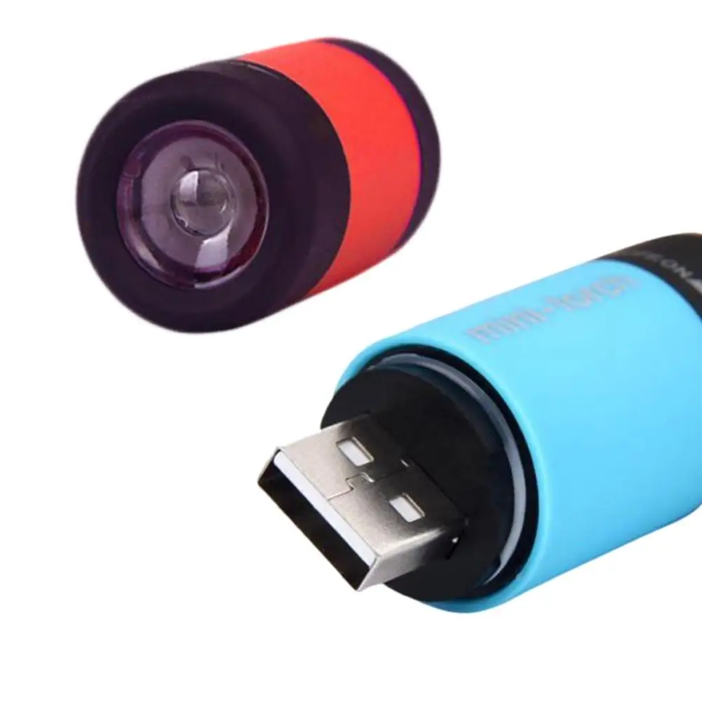 1 шт. мини брелок Карманный фонарик USB Перезаряжаемый свет лампа многоцветный