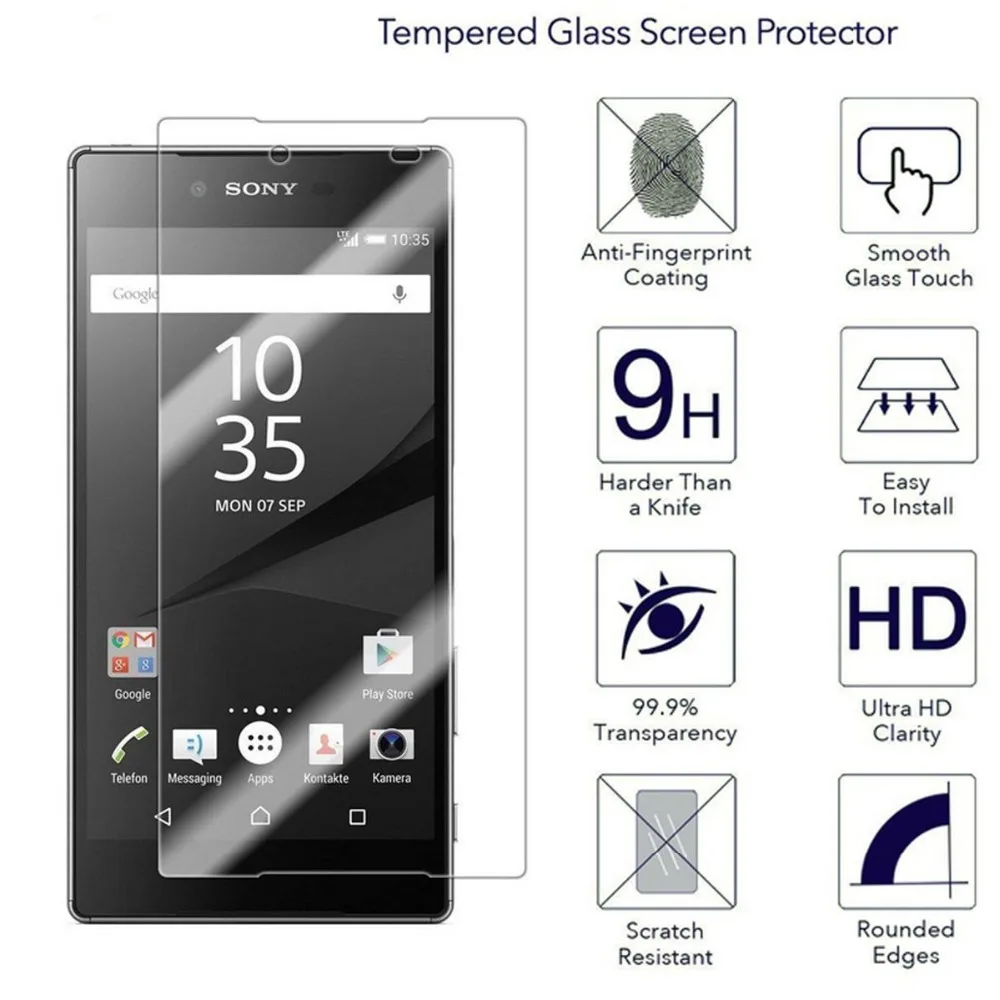2 шт. 9 H HD 2.5D Закаленное стекло es для Sony Xperia Z5 5 дюймов закаленное экран протектор