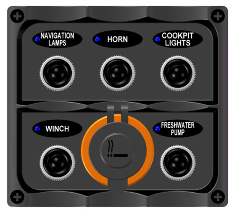 

Светодиодная лампа, водонепроницаемая, 5-сторонняя, с вилкой прикуривателя и этикетками для лодок/RVs