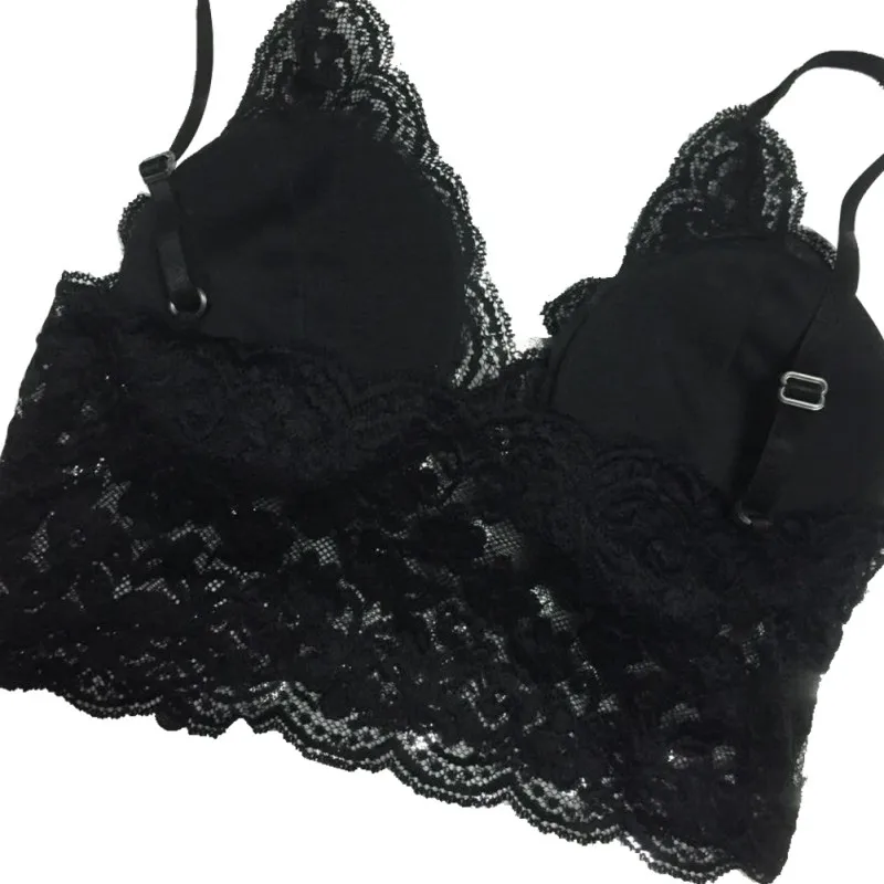 

Summer Women Lace Floral Deep V Neck Padded Bralette Bralet Bra Bustier Crop Top Bra LH