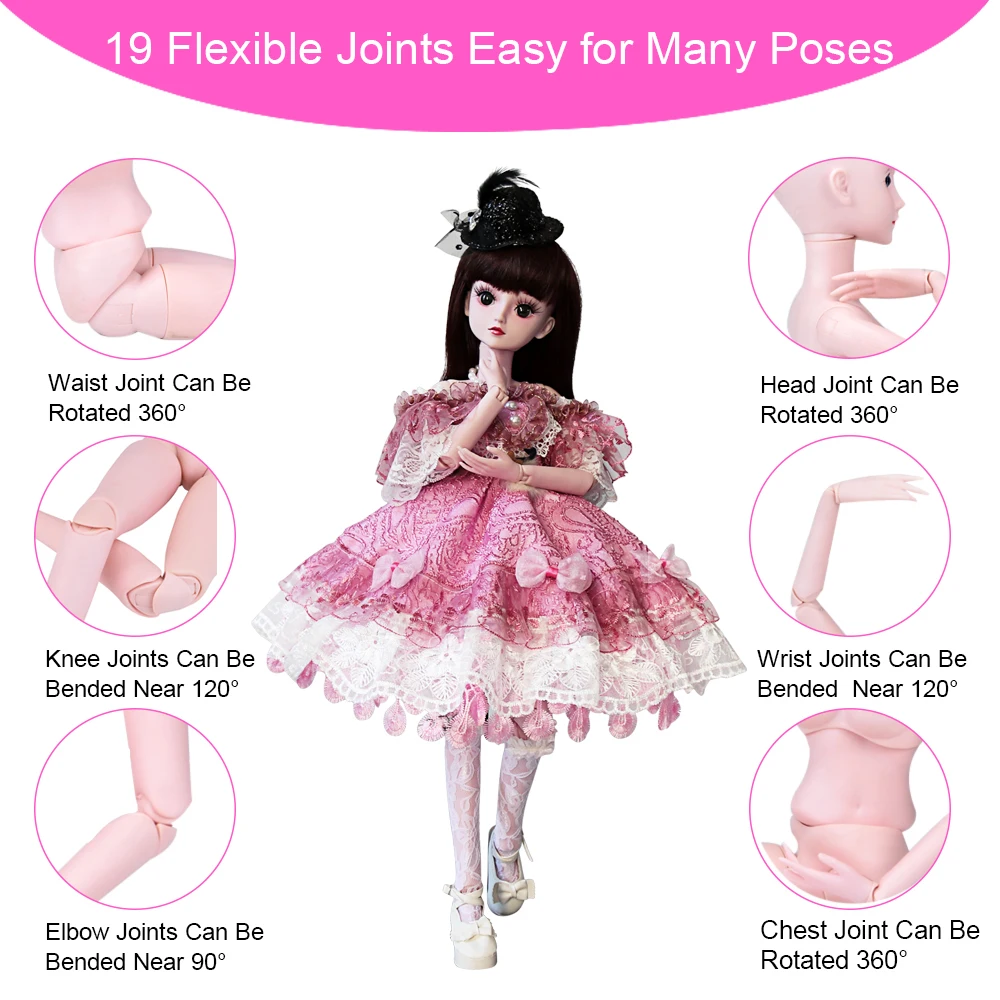 UCanaan 23 6 дюймов BJD куклы с 19 шариковых суставов SD Одежда для кукол наряд обувь парик