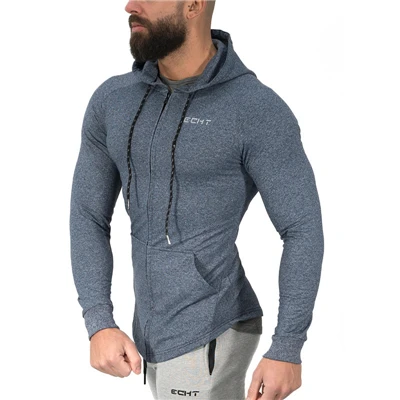 Hemp blue BIAOLUN осень зима мужская спортивная одежда для фитнеса бега баскетбола толстовки с длинным рукавом спортивная толстовка на молнии куртки высокого качества - Цвет: Hemp blue