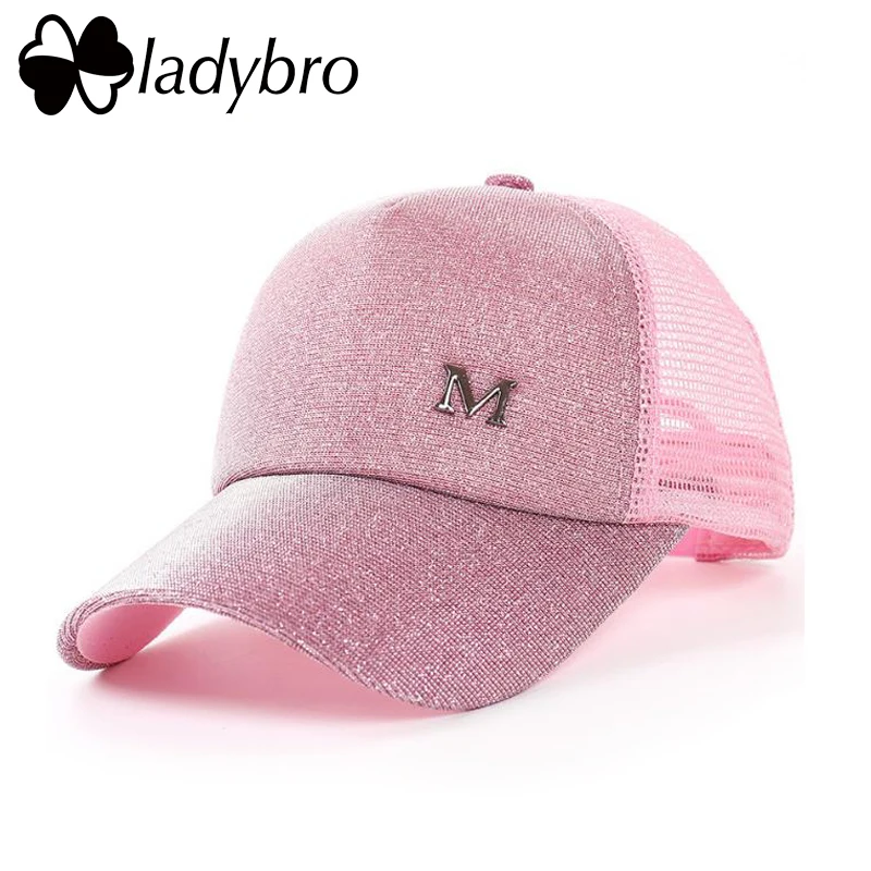 Ladybro открытый сияющий Кепки Для женщин Женская бейсбольная кепка с буквой М Лето