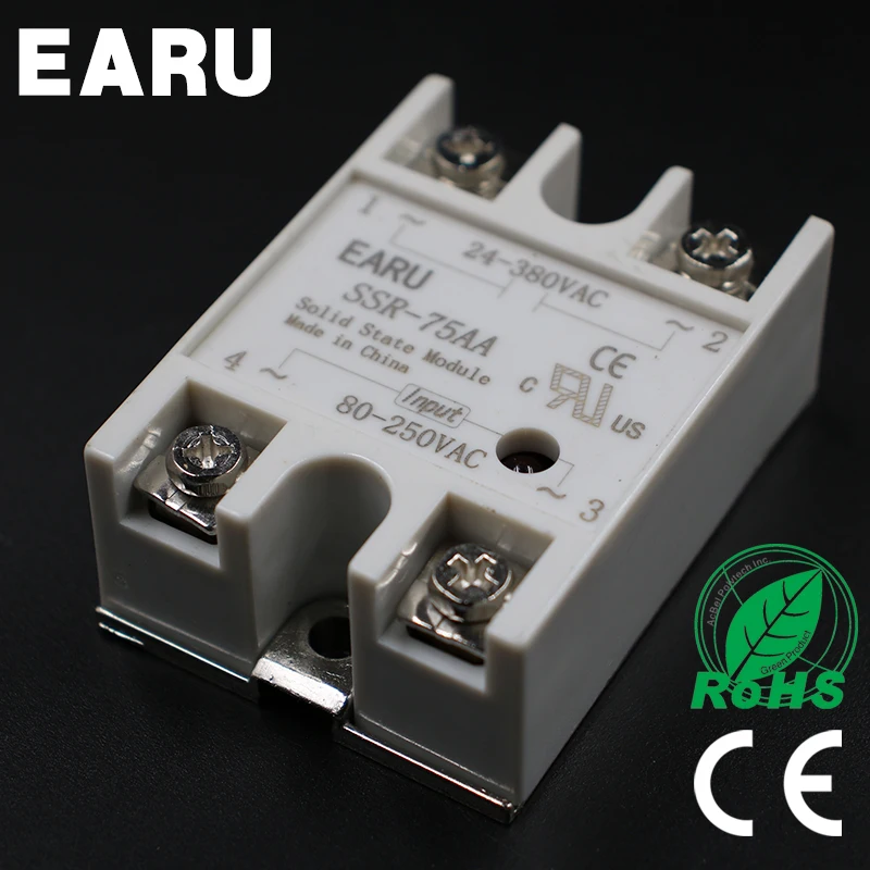 

Solid State Relay Module SSR-75AA SSR-75 AA SSR 75A 80-250VAC Input to 24-380VAC Output Industry Control