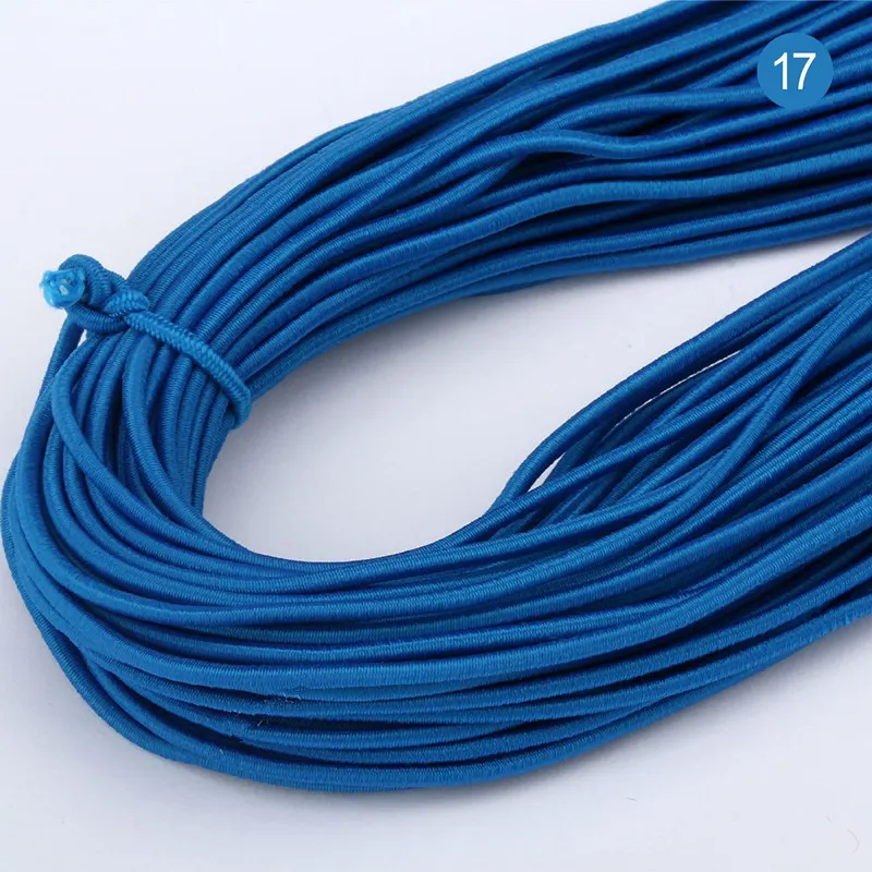 17 Lake Blue 5M 5 м 2 мм цветная высокоэластичная Высококачественная круглая эластичная повязка круглая эластичная канатная Резиновая лента эластичная линия DIY Швейные аксессуары - Цвет: 17 Lake Blue 5M