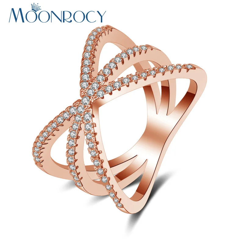 Moonrocy Бесплатная доставка Мода кубического циркония розовое золото Цвет CZ