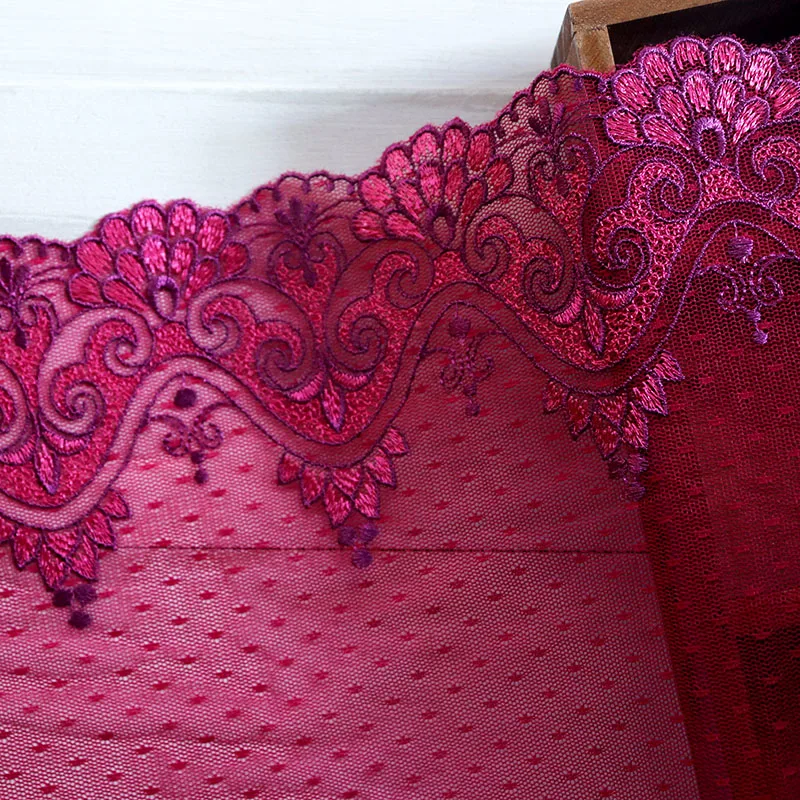 Cindylaceshow 23CM Width 1Yard Embroided Red High Quality Lace fabrics Embroidered lace trim Sewing Applique Dress Decorations | Дом и сад