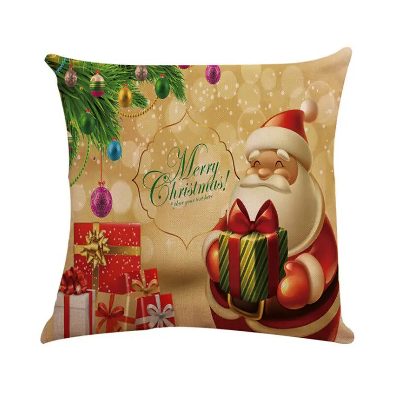 Рождественская наволочка из хлопка и льна для подушки дивана автомобиля