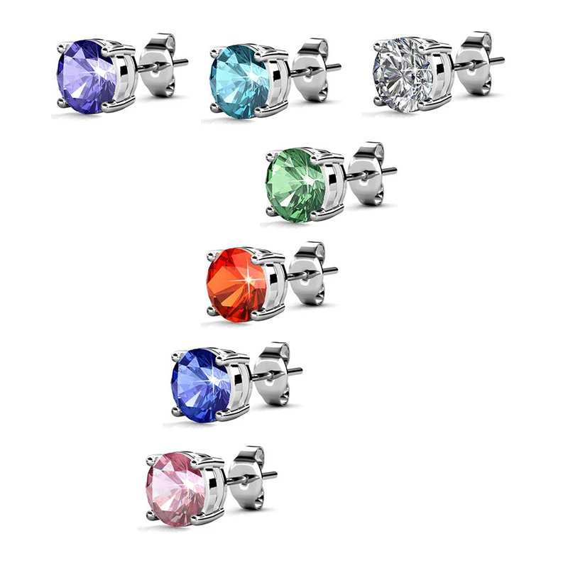 MALANDA Марка Циркон серьги пирсинг для Для женщин 7 пар Круглый Кристалл от Swarovski