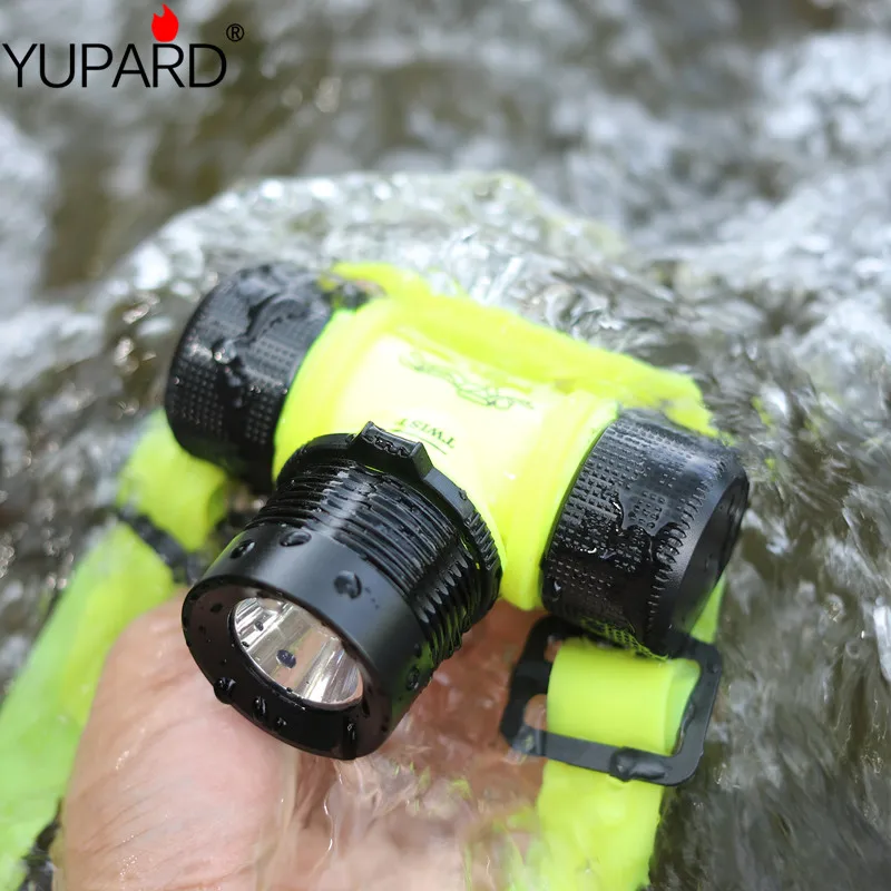 

YUPARD 500Lm 20m Diver Diving 18650 battery or 3x AAA Q5 LED Flashlight Torch Waterproof Light Lamp headlamp free shipping