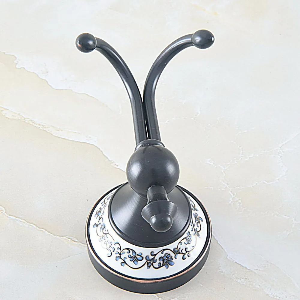 Настенные черные латунные крючки для полотенец ванной комнаты халатов