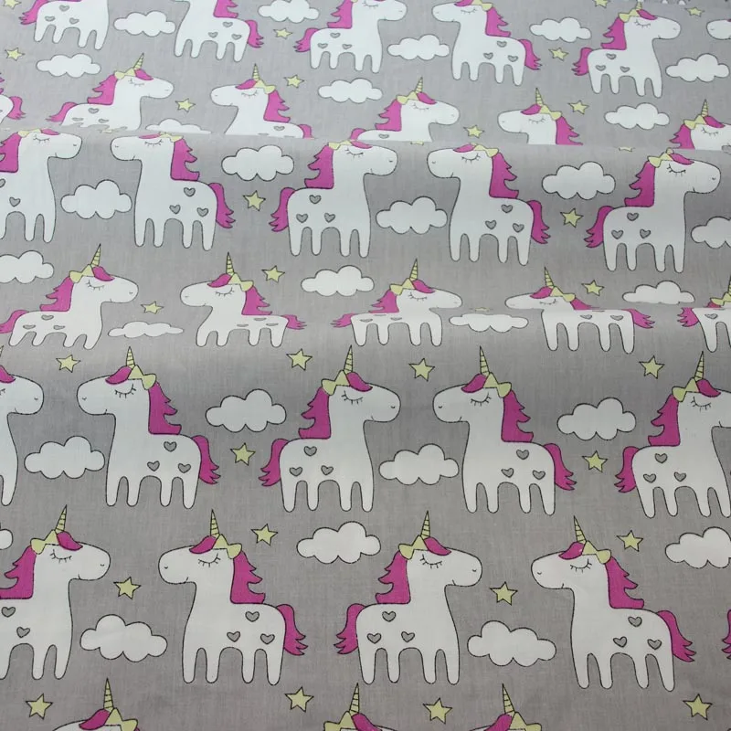 160*50 см мультфильм Единорог Diy саржа хлопчатобумажная ткань Лоскутная детская