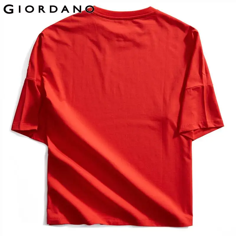 Футболка Giordano Женская с принтом графическая красная летняя | одежда