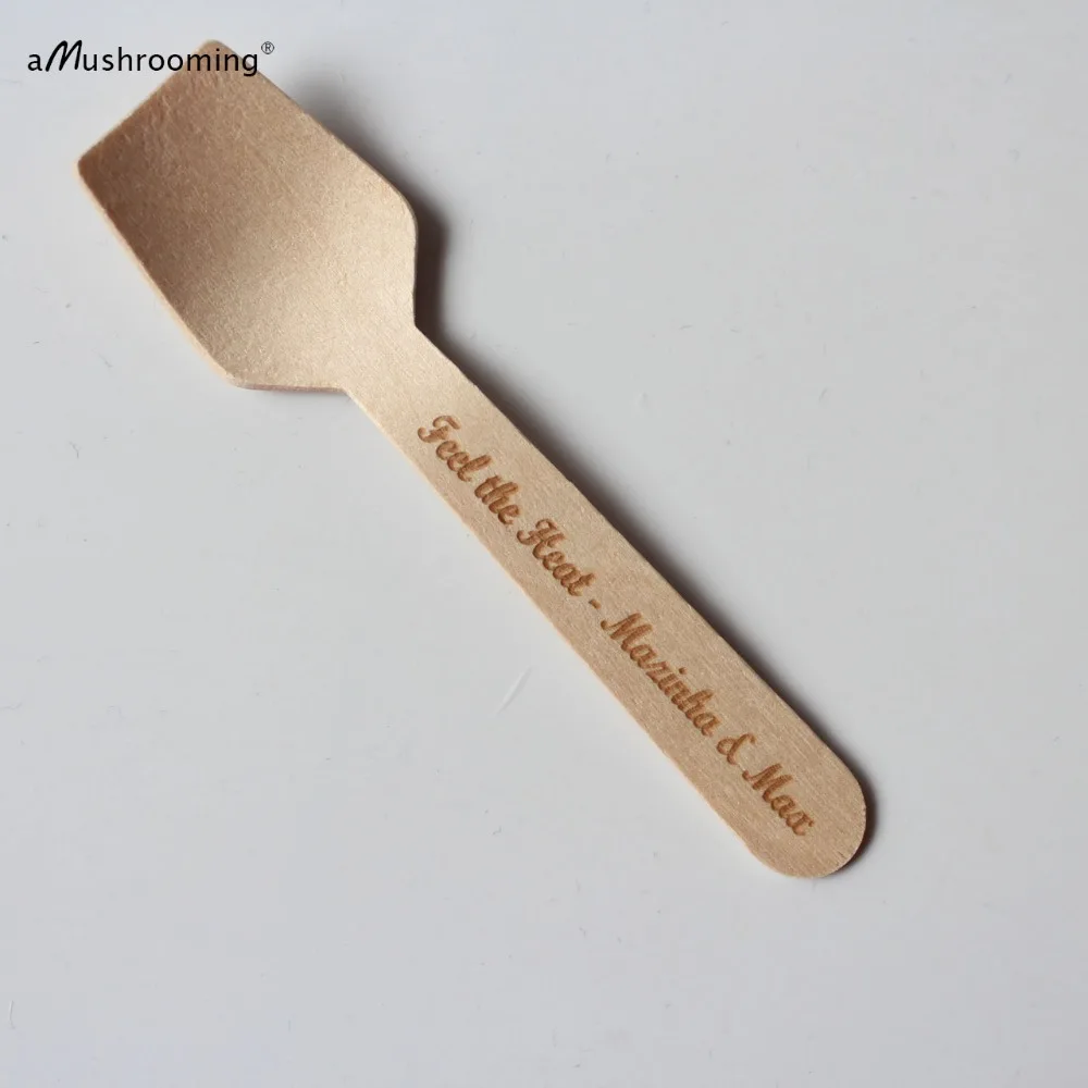 100pcs Feel the Heat Party Dessert Spoons Wooden Hot Chocolate Cocoa Stirrer Unique Tasting | Дом и сад