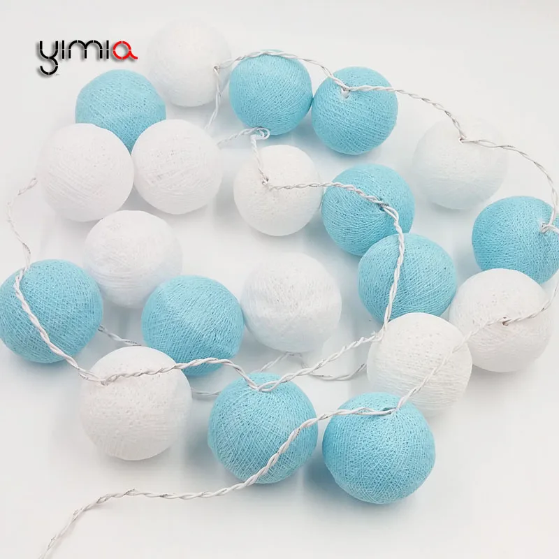 YIMIA 20 Белый/светильник с синими хлопковыми шариками струнный светильник s