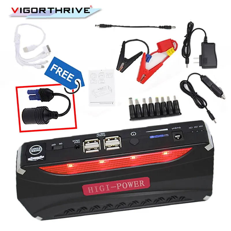 

12V portable mini jump starterred car jumper charger mobile phone laptop power bank for Petrol