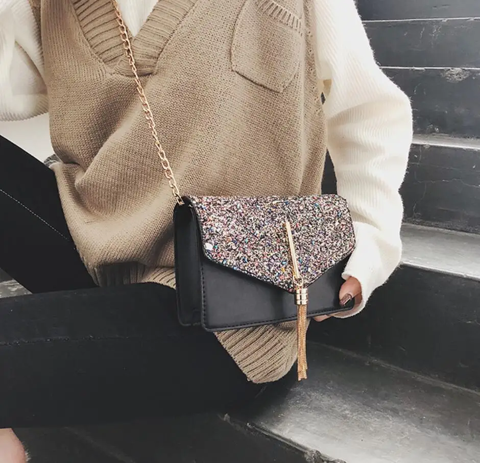 2019 новые модные женское с пайетками квадратный сумка высокого качества из