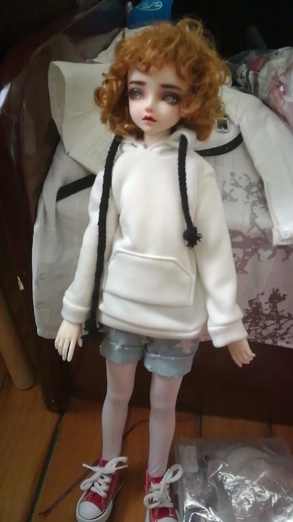 T02-X547 Blyth кукольные одежда 1/3 1/4 bjd 1/6 мягкого плюша; аксессуары для куклы свитер рваные джинсовые шорты 2 шт./компл